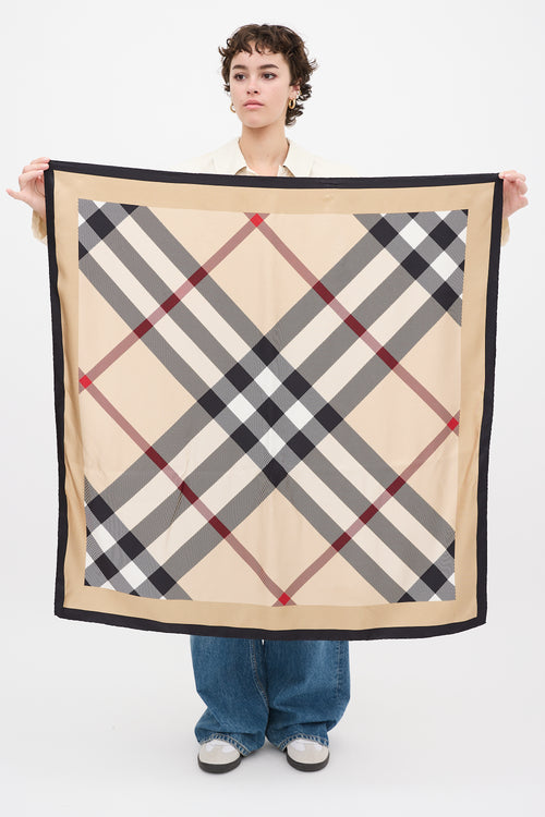 Burberry Beige 
Multicolour Silk Nova Check Scarf