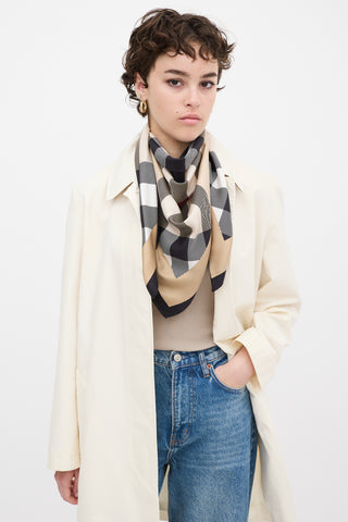 Burberry Beige 
Multicolour Silk Nova Check Scarf