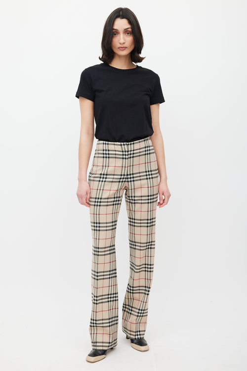 Burberry Beige 
Multicolour Wool Nova Check Trouser