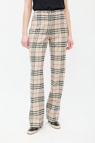 Burberry Beige 
Multicolour Wool Nova Check Trouser