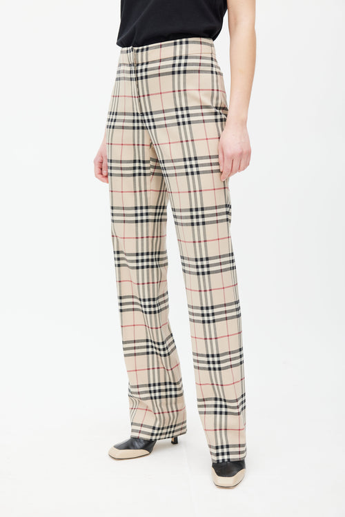 Burberry Beige 
Multicolour Wool Nova Check Trouser