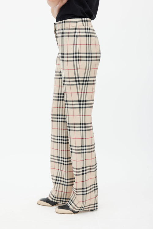 Burberry Beige 
Multicolour Wool Nova Check Trouser