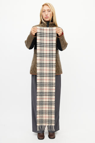 Burberry Beige Nova Check Cashmere Scarf