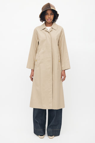 Burberry Beige Nova Check Lined Trench Coat