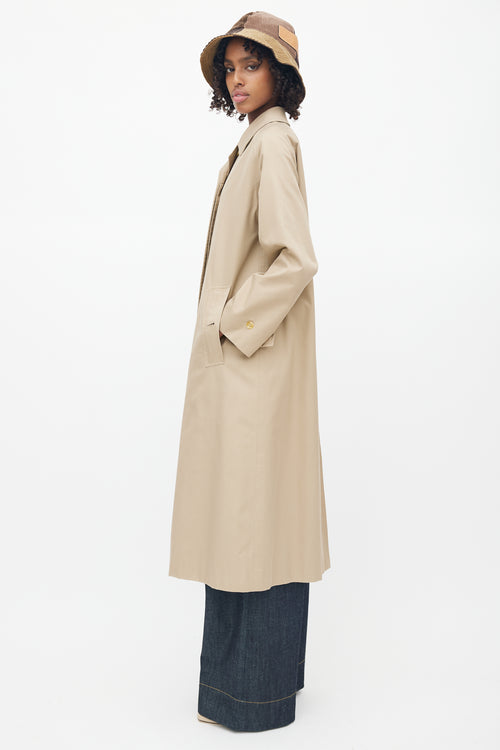 Burberry Beige Nova Check Lined Trench Coat