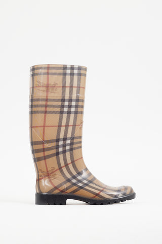 Burberry Beige Nova Check Rubber Rain Boot