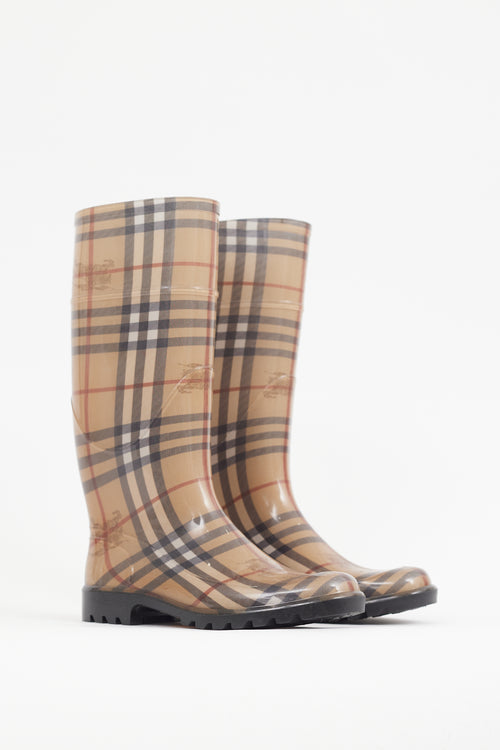 Burberry Beige Nova Check Rubber Rain Boot