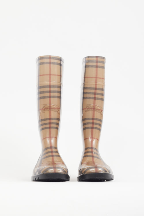 Burberry Beige Nova Check Rubber Rain Boot