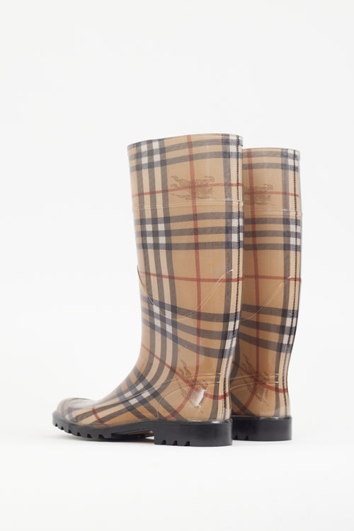 Burberry Beige Nova Check Rubber Rain Boot