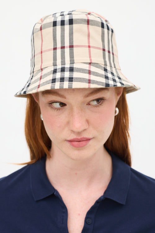 Burberry Beige Nova Check Reversible Bucket Hat