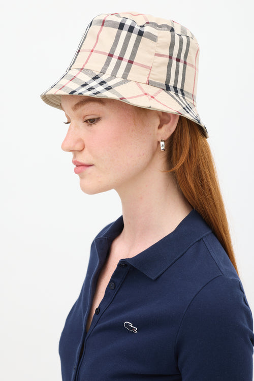 Burberry Beige Nova Check Reversible Bucket Hat