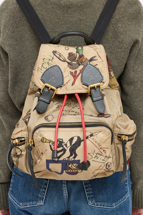 Burberry Beige 
Multicolour Nylon Cartoon Backpack