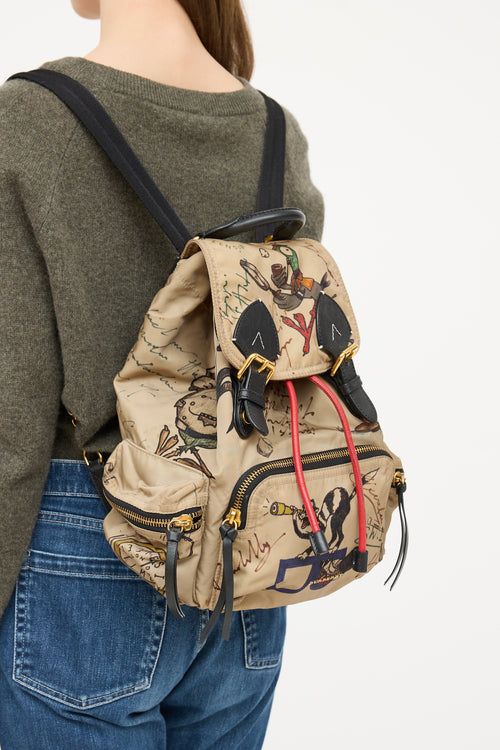 Burberry Beige 
Multicolour Nylon Cartoon Backpack