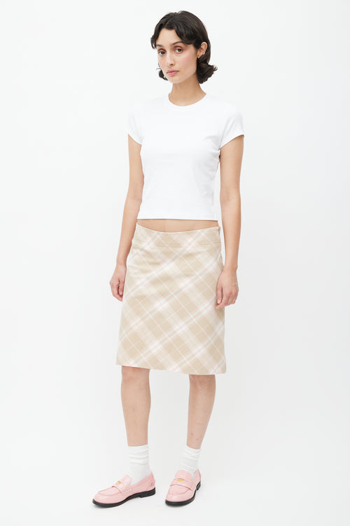 Burberry Beige 
Pink Plaid Skirt