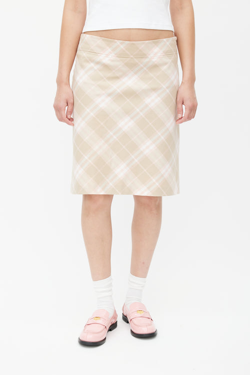 Burberry Beige 
Pink Plaid Skirt