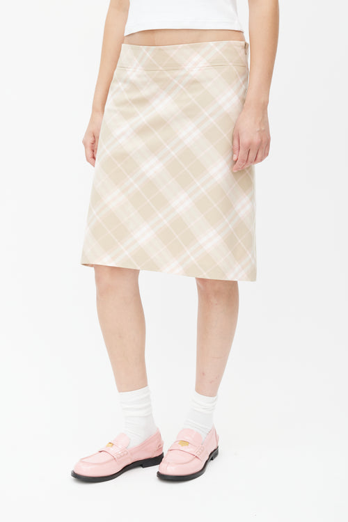 Burberry Beige 
Pink Plaid Skirt