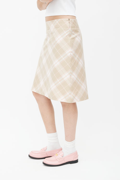 Burberry Beige 
Pink Plaid Skirt