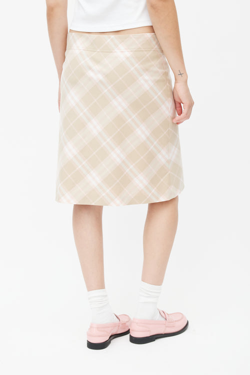 Burberry Beige 
Pink Plaid Skirt