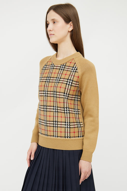 Burberry Brown 
Multi Check Wool Sweater