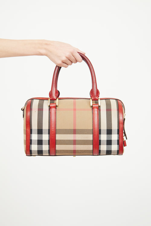 Burberry Red 
House Check Alchester Bowler Bag