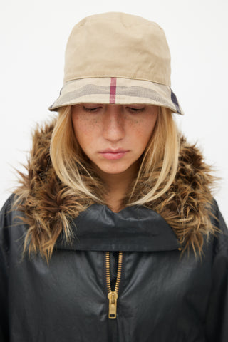 Burberry Beige 
Red Plaid Bucket Hat