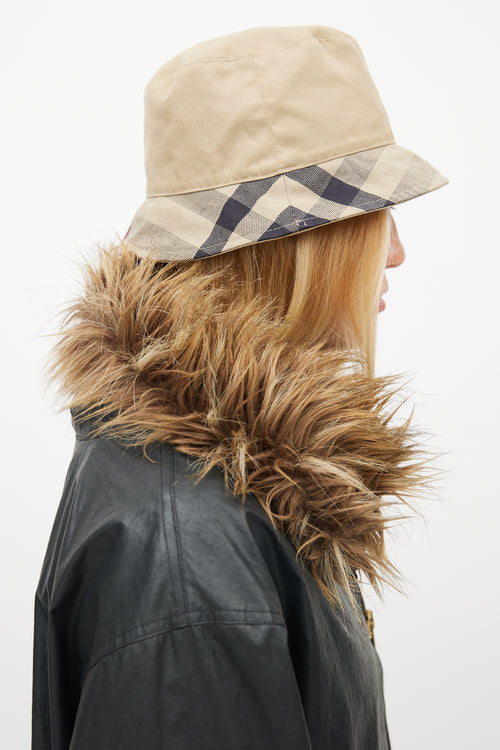 Burberry Beige 
Red Plaid Bucket Hat