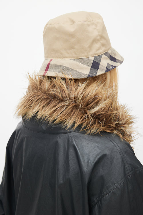 Burberry Beige 
Red Plaid Bucket Hat