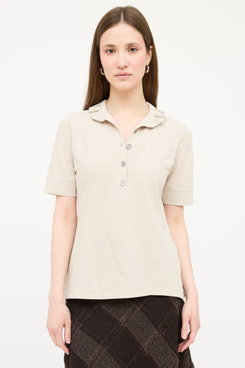 Burberry Beige Ruffled Polo Shirt