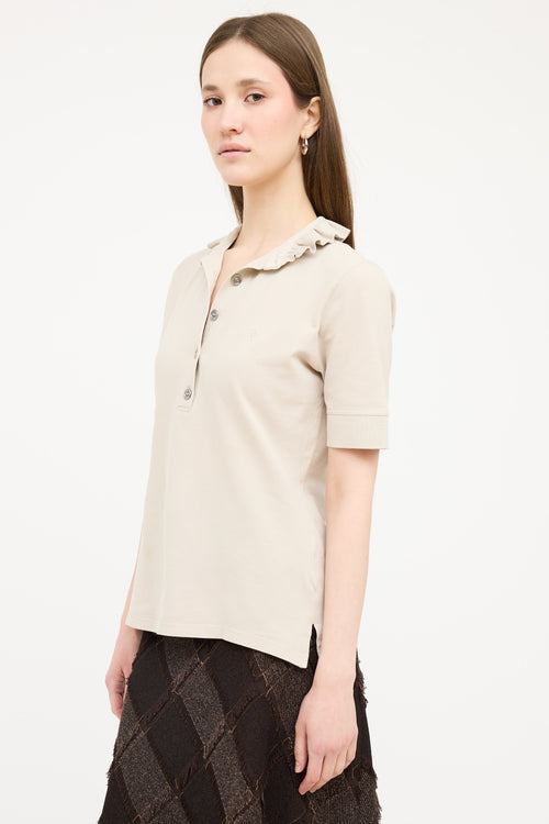 Burberry Beige Ruffled Polo Shirt