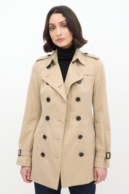 Burberry Beige Short The Sandringham Belted Trench Coat