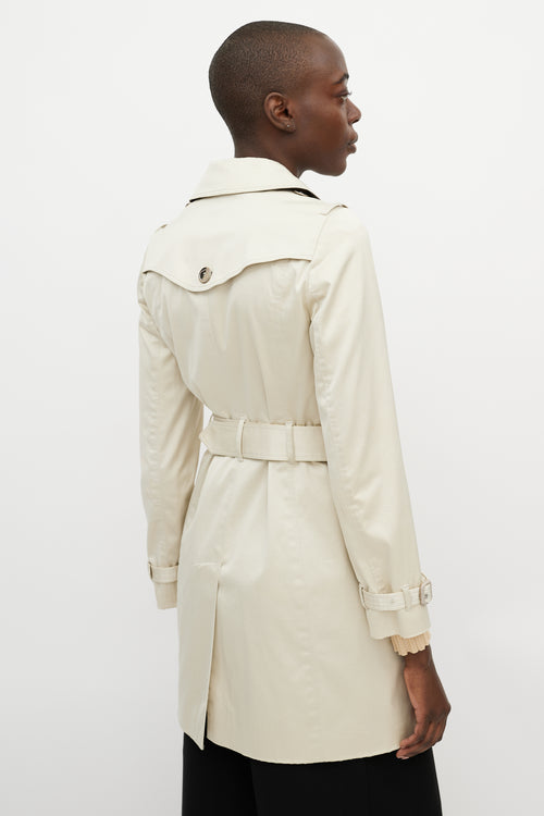 Burberry Beige Silver Double Breasted Trench Coat