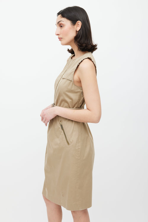 Burberry Beige Sleeveless Belted Dress