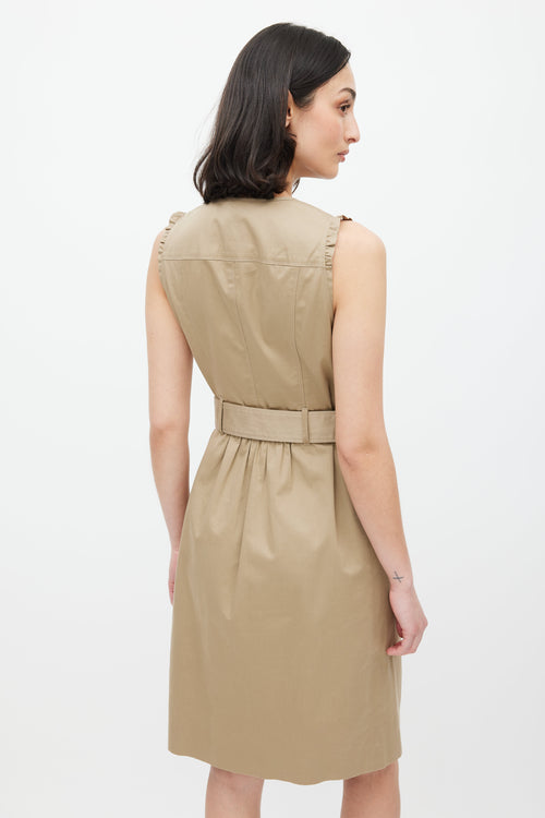 Burberry Beige Sleeveless Belted Dress