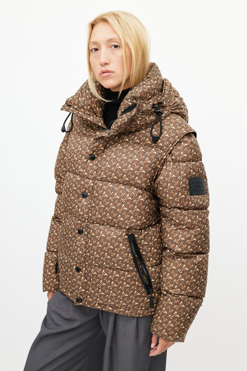 Burberry Beige TB Monogram Down Puffer