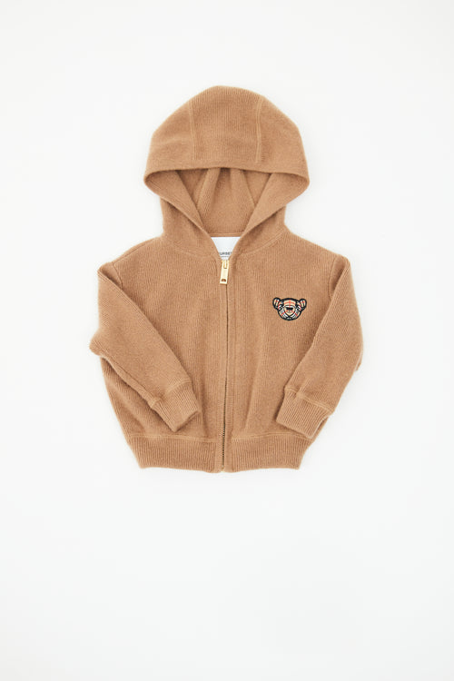 Burberry Brown Cashmere Zip Hoodie