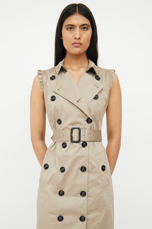 Burberry Grey Ruffle Sleeve Trench Dress