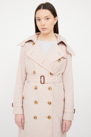 Burberry Pink Nylon Double Breasted Trench