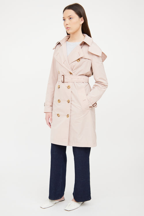 Burberry Pink Nylon Double Breasted Trench