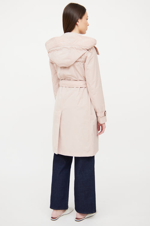 Burberry Pink Nylon Double Breasted Trench