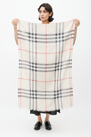 Burberry Beige Silk Check Scarf