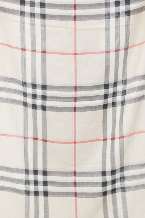 Burberry Beige Silk Check Scarf