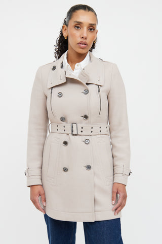 Beige Brit Mauve Wool Blend Coat