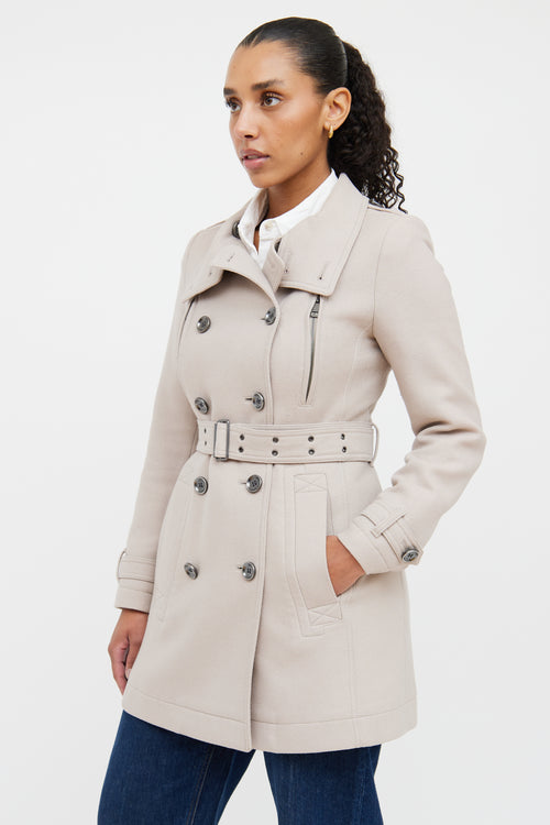 Beige Brit Mauve Wool Blend Coat