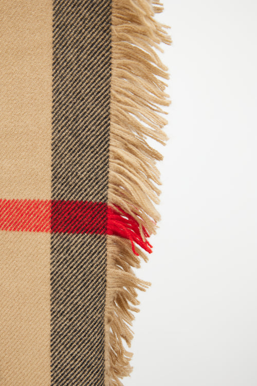 Burberry Beige Half Mega Check Fringe Scarf