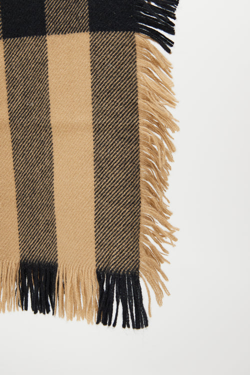 Burberry Beige Half Mega Check Fringe Scarf