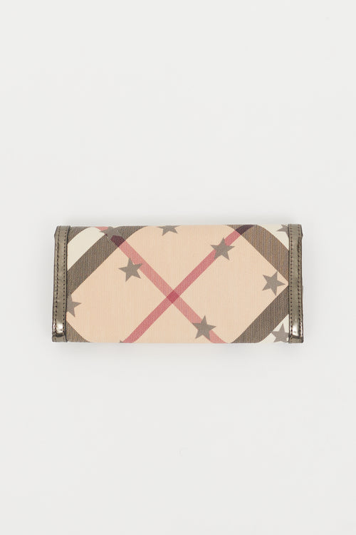 Burberry Beige 
Multi Metallic Check Star Wallet