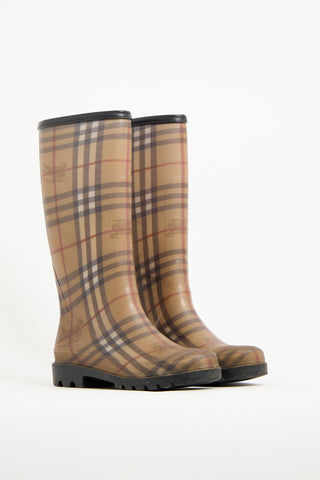 Burberry Beige  Nova Check Rubber Rain Boot