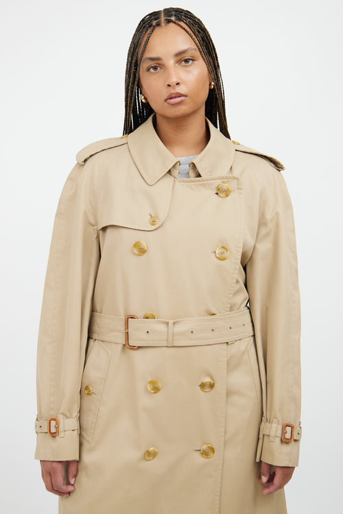 Burberry Tan Double Breasted Trench Coat