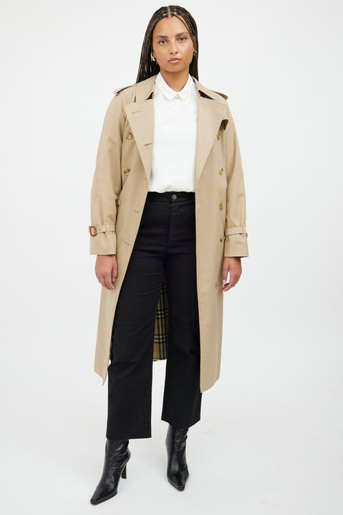 Burberry Tan Double Breasted Trench Coat