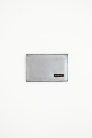 Burberry Silver Leather Bi-Fold Card Holder